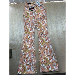 AFRM Sylar 24 Bell Bottom 70’s Flowers Groovy Pants Retro Floral Denim High Rise